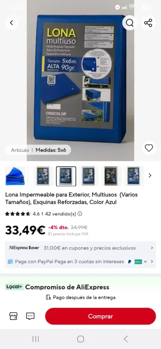 Lona Toldo Rafia 6x6m suelo camping