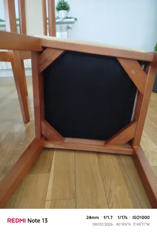 Sillas comedor madera cerezo y beige (4 uds)