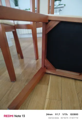 Sillas comedor madera cerezo y beige (4 uds)