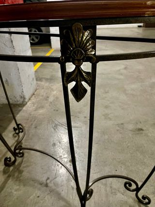 Mesa consola madera y forja