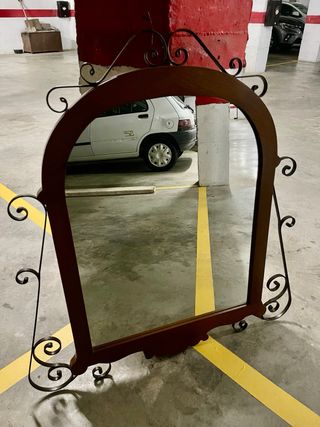 Mesa consola madera y forja