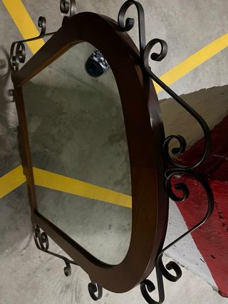 Mesa consola madera y forja