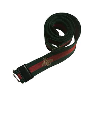 Cintura Gucci con ape e righe rosse/verdi