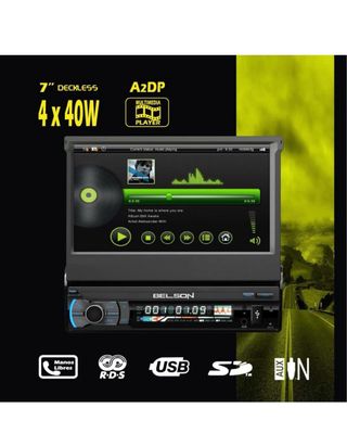 Radio Bluetooth coche 1 Din y Pantalla Retráctil