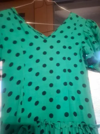 Vestido Flamenca Niña de 10 años Verde Lunares