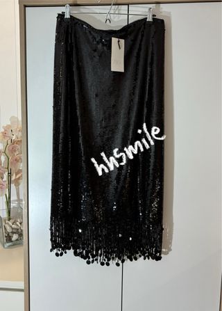 Falda Larga Lentejuelas Flecos T. M * SOLO ENVIOS