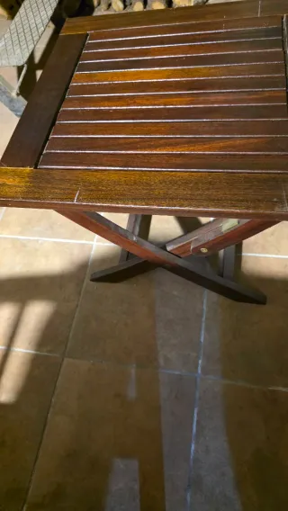 4 Sillas de Terraza Madera y Tela con mesita