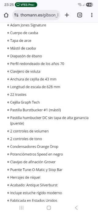 Gibson Les Paul Standard Adams Jones Nueva