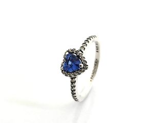 Anillo Pandora Plata 925 Corazón Azul