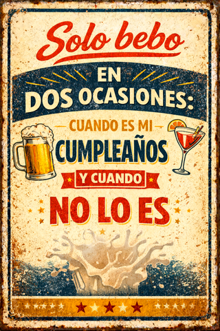 Chapa Decorativa Vintage motivadoraSolo bebo