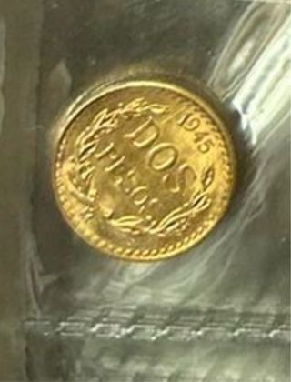 Moneda Oro 2 Pesos Mexicanos 1945