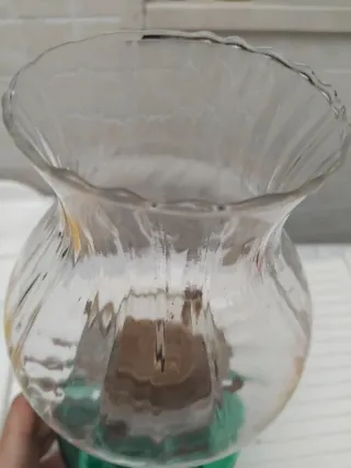 Lampada a olio vintage verde