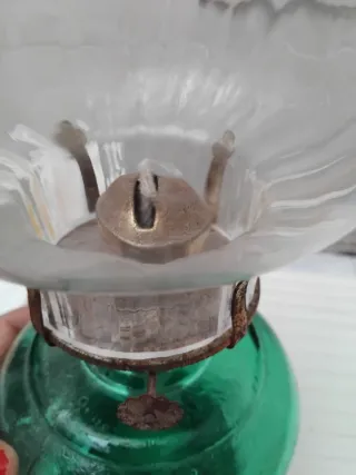 Lampada a olio vintage verde