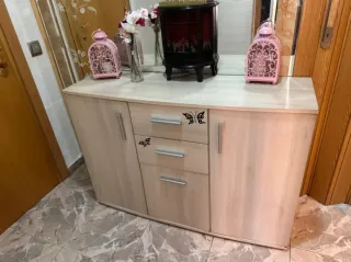 Aparador/Mueble TV Madera y Cristal