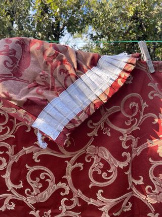 Tenda arredo/oscurante color mattonecon ricami oro