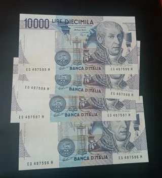 10.000 Lire 4 pezzi consecutivi Volta
