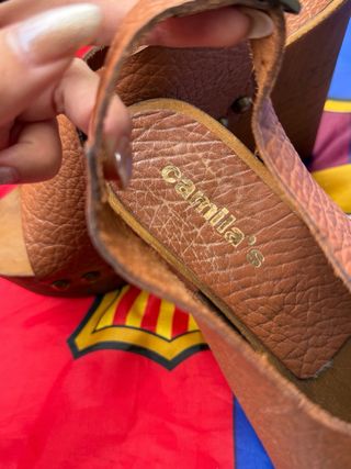 Sandalias de cuña marrones poco uso