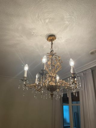 Lámpara de araña vintage de cristal y metal