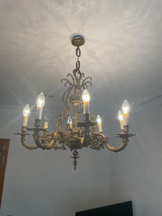 Lámpara de araña vintage de cristal y metal