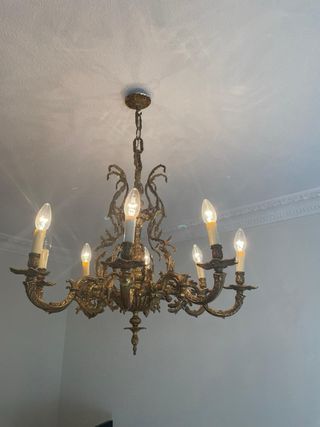 Lámpara de araña vintage de cristal y metal