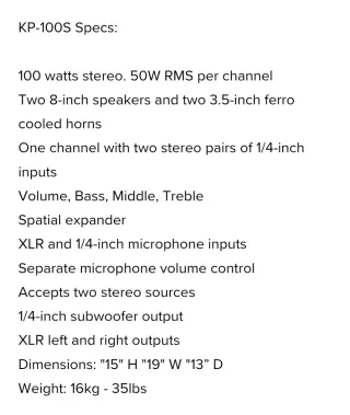 Amplificador Teclado Motion Sound KP100S