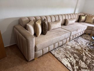 Sofá modular beige y marrón