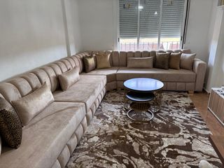 Sofá modular beige y marrón