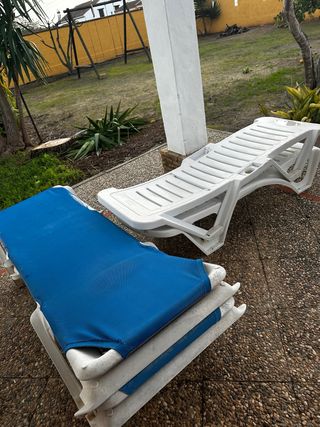 Hamacas de jardín blancas y azules