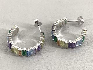 Pendientes Aro Plata 925mm Circonita Multicolor