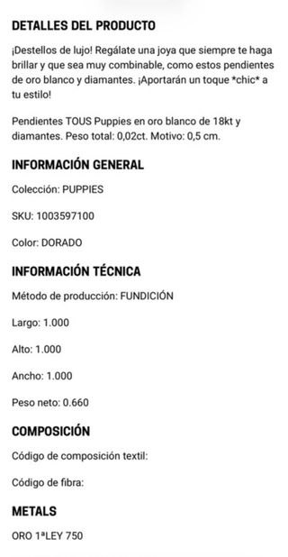 Pendiente Tous Estrella Oro y Diamantes