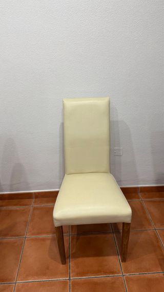 Juego de 4 Sillas Comedor Piel Beige