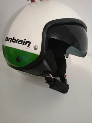Casco Anbrain Moto Rojo, Blanco y Verde