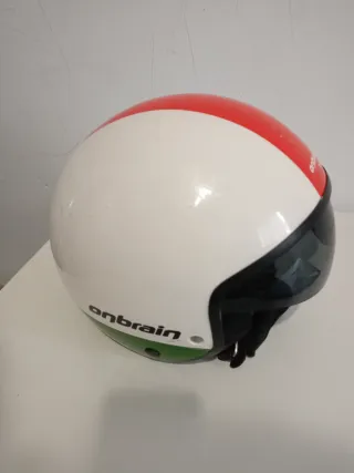 Casco Anbrain Moto Rojo, Blanco y Verde