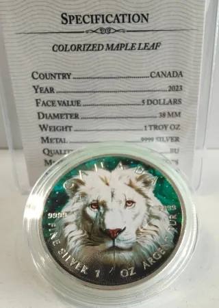 Moneda Plata Canadá León Blanco 1 oz 2023