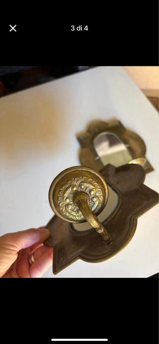 Coppia Portacandele Ottone Antico da Muro