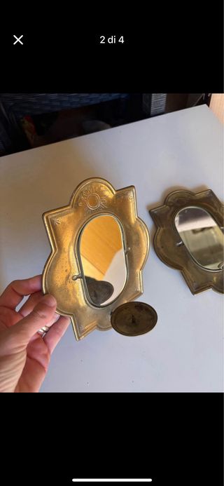 Coppia Portacandele Ottone Antico da Muro