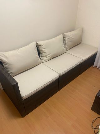 Sofá Exterior 3 Plazas Mimbre Beige