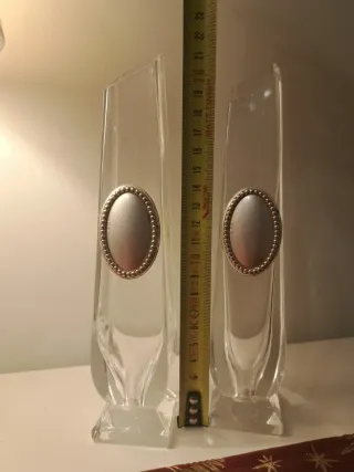 Coppia Vasi Vetro Murano Argento Trasparente