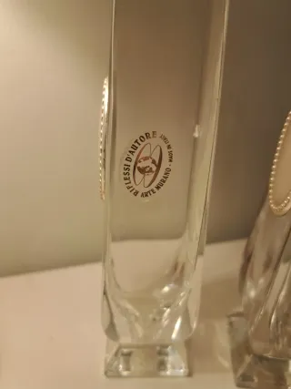 Coppia Vasi Vetro Murano Argento Trasparente