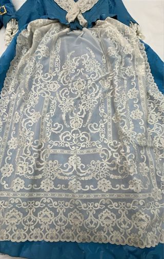 Traje de Fallera azul y multicolor. Alvaro moliner