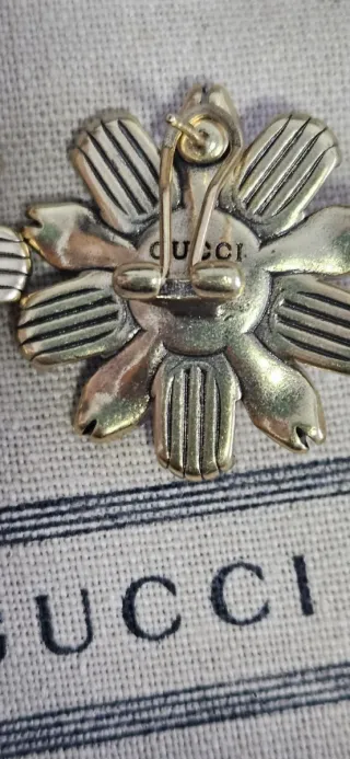 Pendientes Flor Perla y Cristal Gucci Dorados