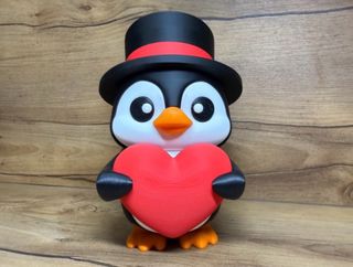 Pingüino San Valentín con Corazón