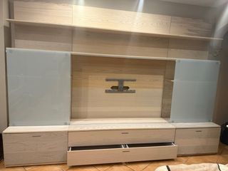 Mueble TV madera y cristal