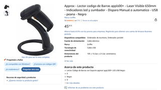 Lector Código Barras Approx PPLs00 Negro