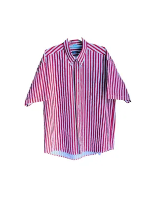 Camisa manga corta rayas rojas y blancas - Vintage