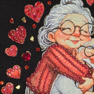 Bolso shopper negro con dibujo de pareja mayor