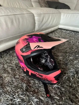 Casco Motocross Shot Rosa + Intercom + Guantes