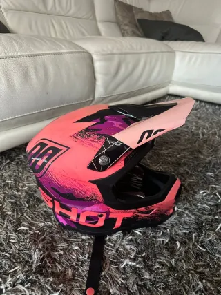 Casco Motocross Shot Rosa + Intercom + Guantes