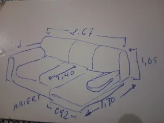 Sofá Cheslong Beige/Marrón Tela piel de elefante.