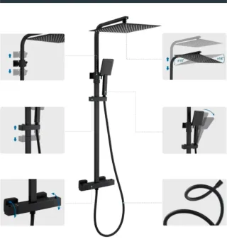 Columna Ducha Termostática Negra